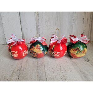 Enesco coke ball Coca-Cola Santa Claus vintage ornament Xmas set